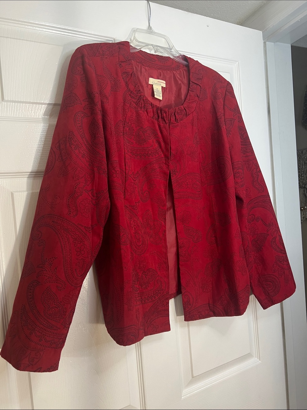 Choices Red Paisley Button-Down Jacket